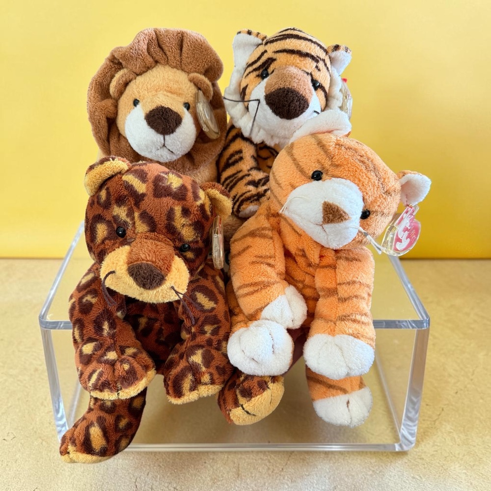 Ty Pluffies Cat Lot Bundle of 4 - Vintage MWMT - Purrz Growlers Catnap Pokey
